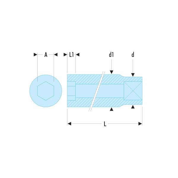 Douille longue 12 pans en pouces, 1/2", 1"