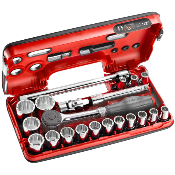 Jeu 21 pièces dbox de douilles 1/2" 12 pans métriques