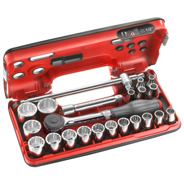 Jeu dbox de douilles 1/2" 12 pans métriques
