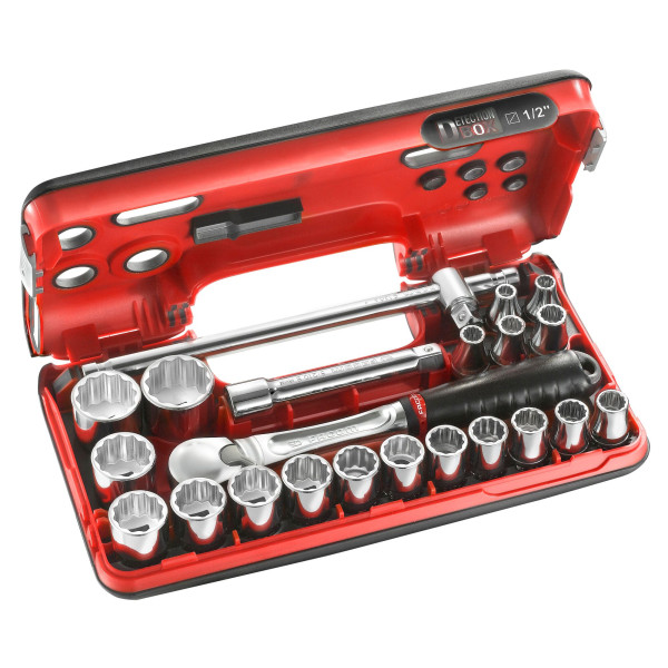 Coffret dbox douilles 1/2" 12 pans métriques