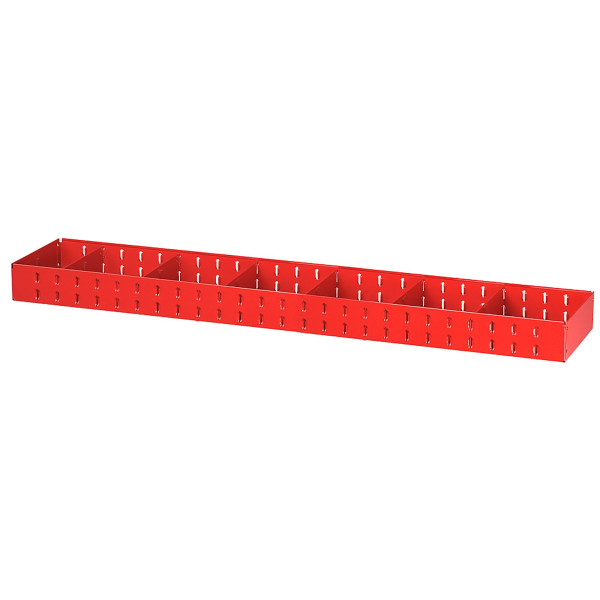 Étagère métal, p 275 mm, montants 5003mf, 6 séparat amovibles, l 1425 x h 90 mm