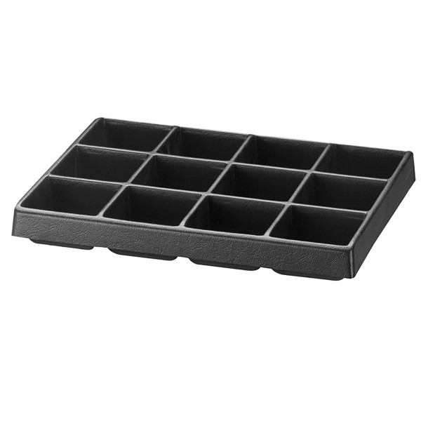 Plateau plastique rangement petites pièces, 12 alvéoles - tiroirs, h 75 mm