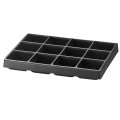 Plateau plastique rangement petites pièces, 12 alvéoles - tiroirs, h 75 mm