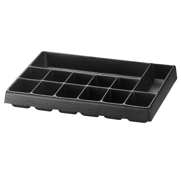 Plateau plastique rangement petites pièces, 13 alvéoles - tiroirs, h 75 mm