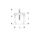 Extracteurs 2 griffes coulissantes avec blocage, profondeur 470 mm