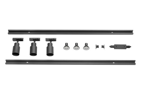 Puri 2.0, kit 1 all., 2 rails 1m, 3 spots, 1 connecteur, 2 embouts, noir