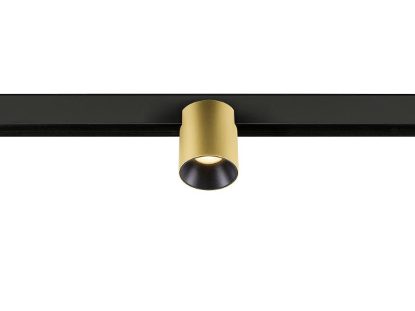 Fixt-it!, 48v, dali, spot rail saillie, rond 3000k, 6,6w, 36°, or/noir