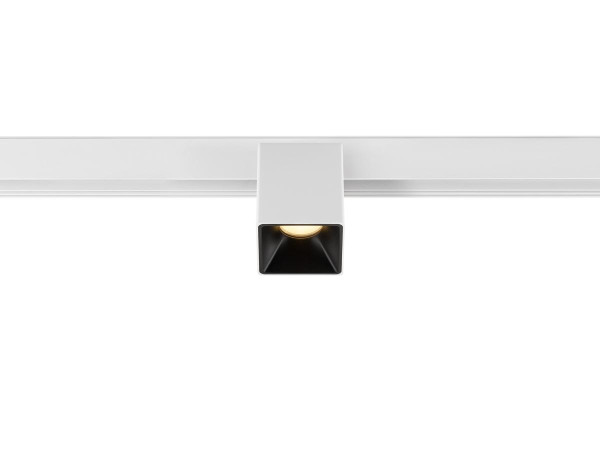 Fixt-it!, 48v, dali, spot rail saillie, carré 3000k, 6,6w, 36°, blanc/noir