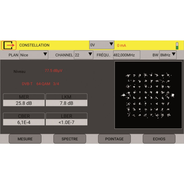 Mesureur de champs numerique hd terrestre et satellite (ecran 5'' tactile)