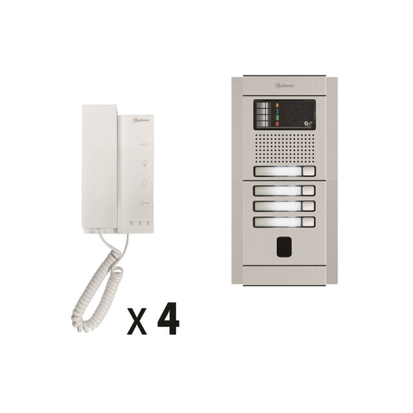Kit audio 4 appels bus g2p avec platine modulaire alu 1 rangée 4 boutons