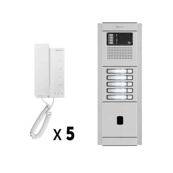Kit audio 5 appels bus g2p avec platine modulaire alu 1 rangée 5 boutons