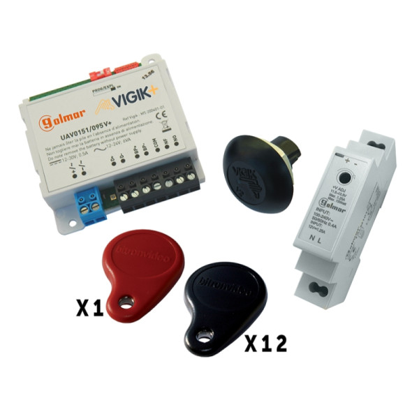 Kit centrale vigik uav0151/095v+ avec 12 badges résidents +1 maitre + talm1012/1