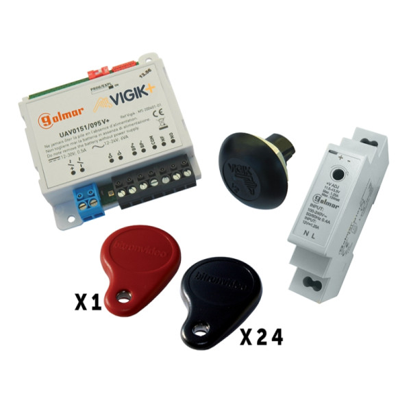 Kit centrale vigik uav0151/095v+ avec 24 badges résidents +1 maitre + talm1012/1