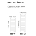 Nao-3eo sèche-serviettes fluide 500w - blanc - largeur 400 mm