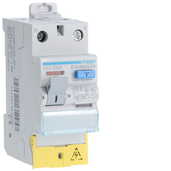 Interrupteur différentiel 2p 25a 300ma type ac à bornes décalées
