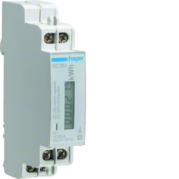 Compteur d'énergie électrique monophasé direct 32a 1m, avec sortie impulsion