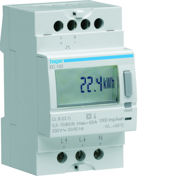Compteur d'énergie électrique monophasé direct 63a simple tarif