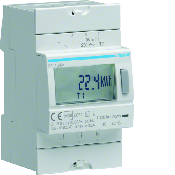 Compteur d'énergie électrique monophasé direct 63a - homologation mid