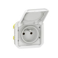 Prise de courant 2P+T étanche Plexo Legrand 16A 250V IP55 IK08 livrée complète pour fixation en encastré - blanc