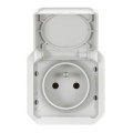 Prise de courant 2P+T étanche Plexo Legrand 16A 250V IP55 IK08 livrée complète pour fixation en encastré - blanc
