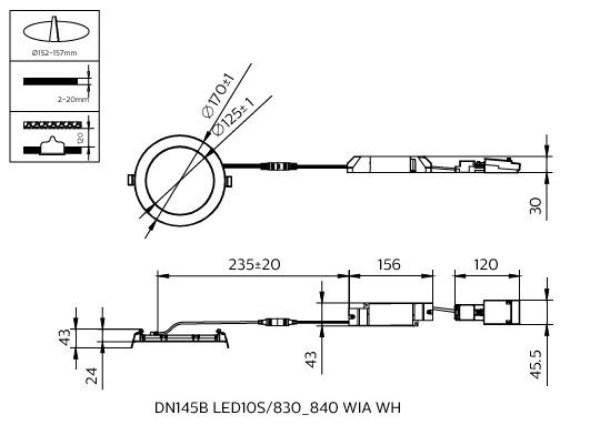 Coreline slimdownlight gen4 led dn145b 830_840 interact 10w 1150lm 50000h l80