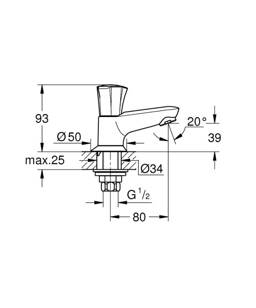 Robinet 1/2" costa l chromé