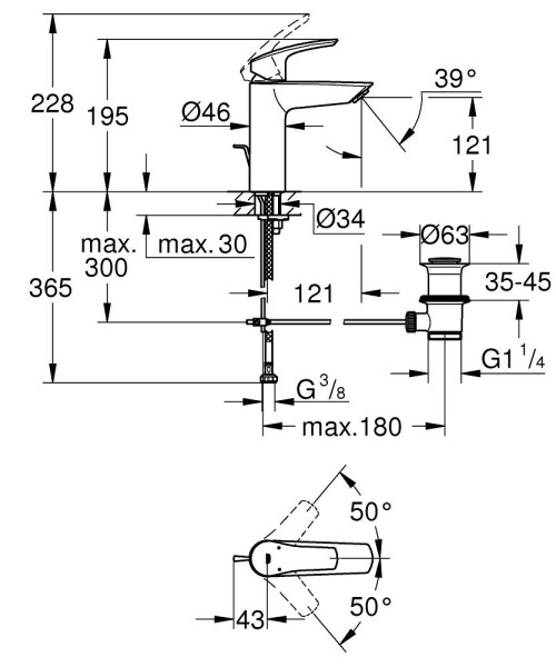 Mitigeur lavabo taille m eurosmart chromé