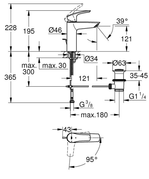 Mitigeur lavabo cartouche ch3 taille m eurosmart chromé