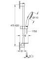 Ensemble de douche 2 jets 8l avec barre 600 mm et tablette tempesta 110 chromé