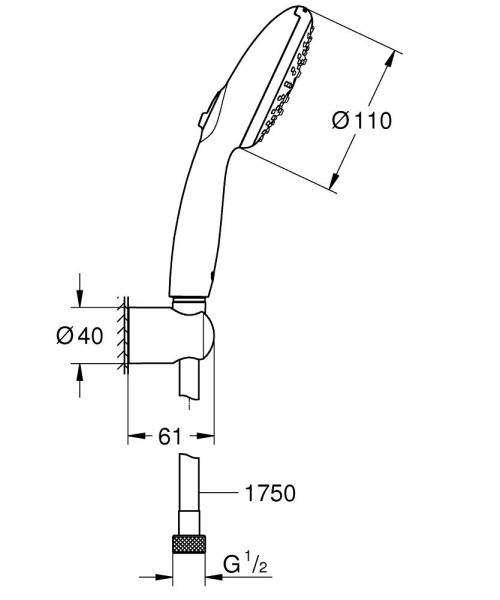Ensemble de douche 3 jets 8 l avec support mural tempesta 110 chromé