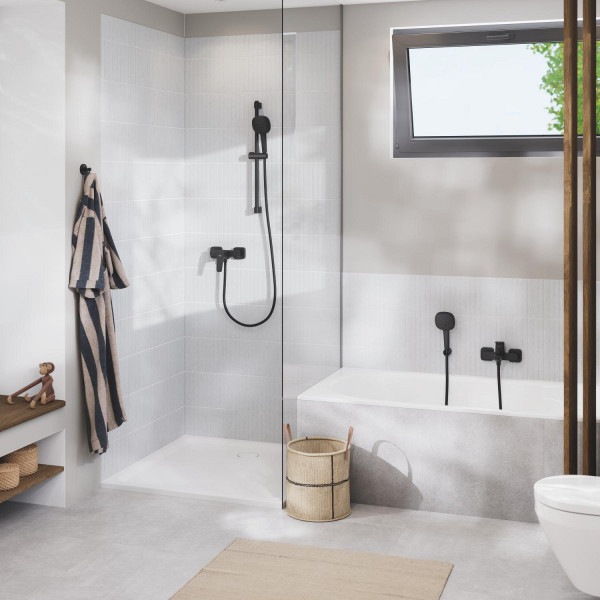 Ensemble de douche 2 jets 8l avec barre 600 mm tempesta cube 110 matt black