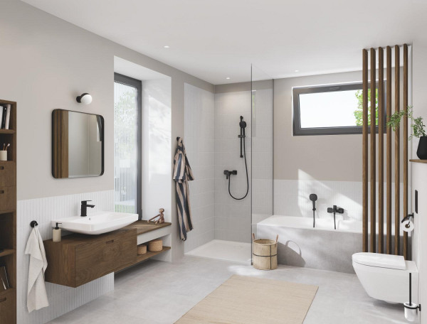 Ensemble de douche 2 jets 8l avec barre 600 mm tempesta cube 110 matt black