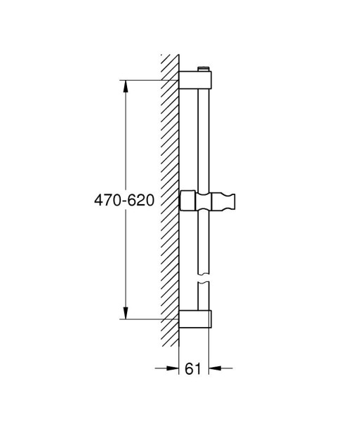 Barre de douche 600 mm tempesta chromé