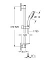 Ensemble de douche 3 jets 8l avec barre 600 mm et tablette tempesta 110 chromé