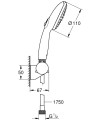 Ensemble de douche 2 jets 5,7 l support mural tempesta 110 chromé