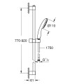 Ensemble de douche 1 jet 8l avec barre 900 mm tempesta 110 chromé