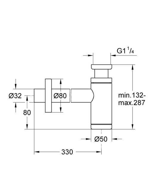 Siphon 1 1/4" chromé