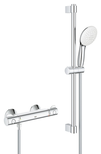 Grohtherm 800 douche avec ensemble tempesta 110 2 jets 8l barre 600 chromé