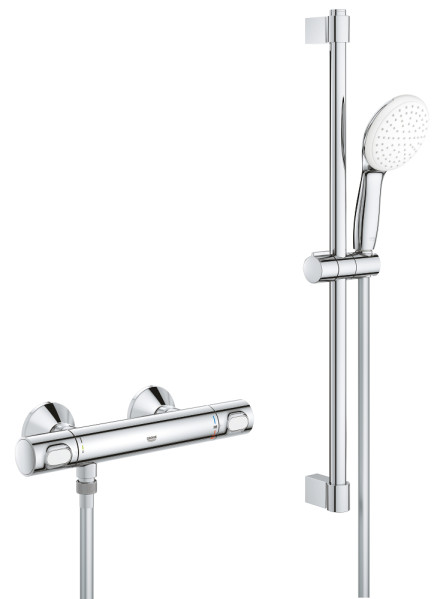 Grohtherm 500 douche avec ensemble tempesta 110 1 jet 8l barre 600 chromé