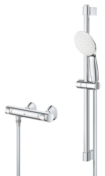 Grohtherm 500 douche avec ensemble tempesta 110 1 jet 8l barre 600 chromé