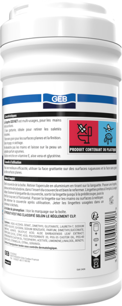 Lingettes de nettoyage multi-usages: mains, outils, supports.