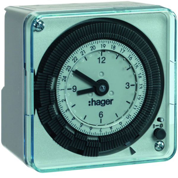 Interrupteur horaire 72x72 électromécanique 1 voie sur 24h 6-24v sans réserve