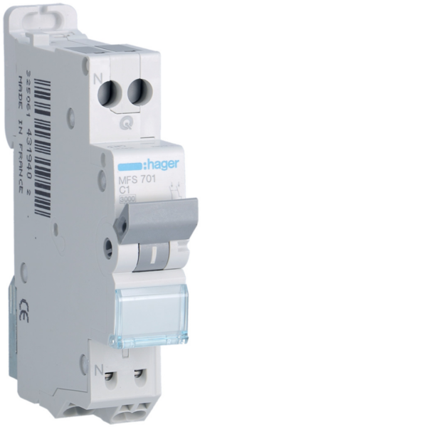 Disjoncteur phase+ neutre 1a 3ka courbe c connexion automatique sanvis 1 module
