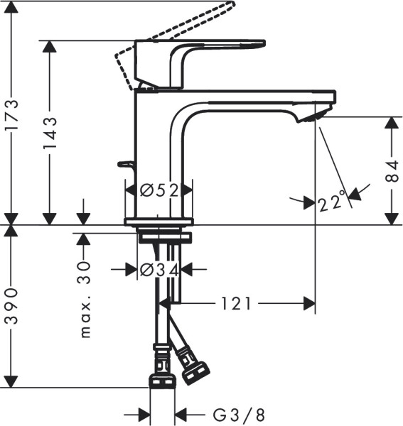Mitigeur de lavabo 80 coolstart avec tirette et vidage noir mat