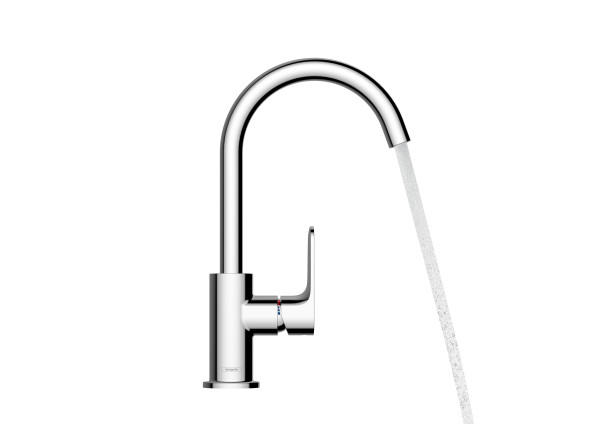 Mitigeur de lavabo 210 avec bec orientable, tirette et vidage noir mat