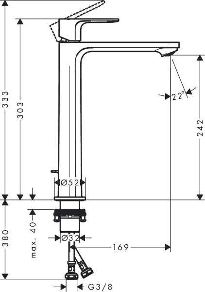 Mitigeur de lavabo 240 coolstart pour vasque à poser avec vidage chromé