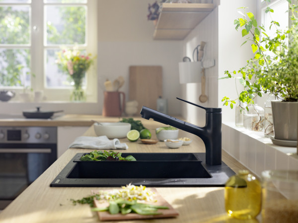 Mitigeur évier 150 d extr. 2jet noir mat