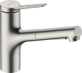 Mitigeur évier 150 d extr. 2jet aspect acier