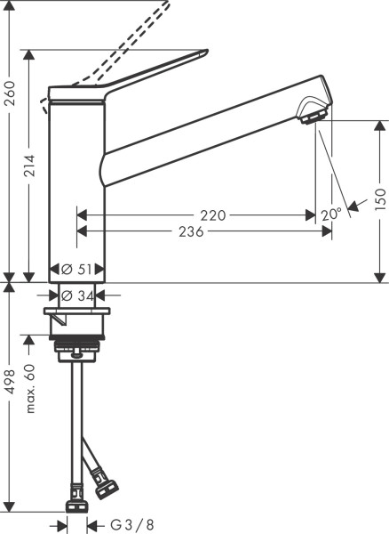 Mitigeur évier 150 1jet noir mat
