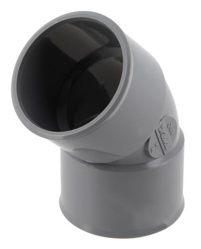 Coude d 40 mm, femelle-femelle à 45d, à coller, gris, en pvc